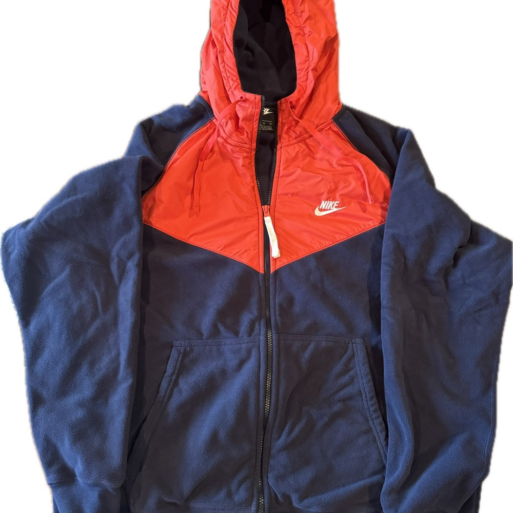 Nike Men's Red and Blue Hooded Jacket